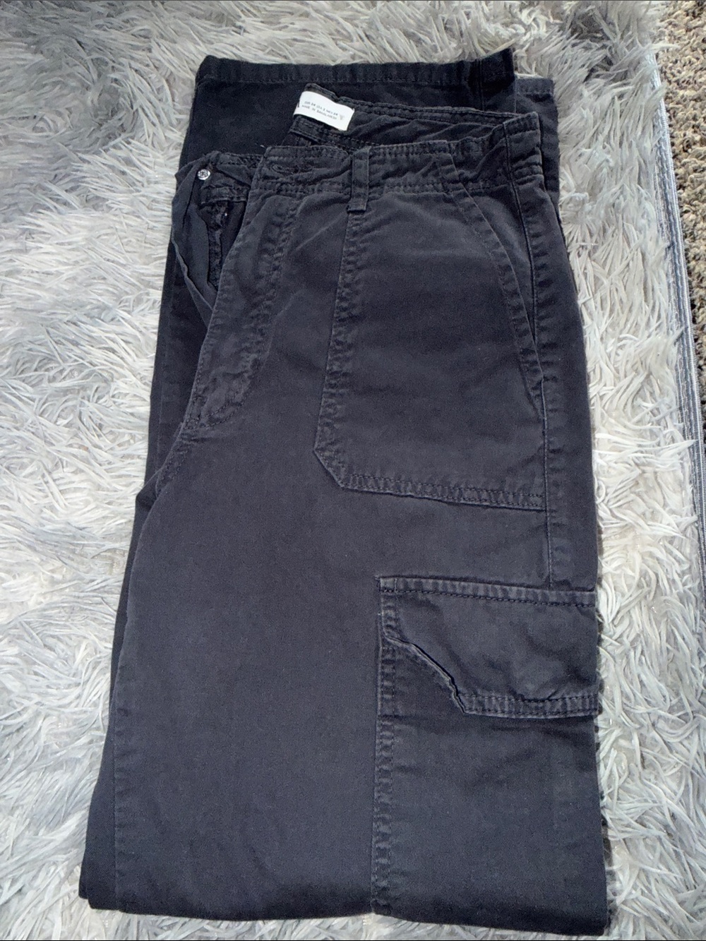 Zara Women's Straight Leg Black Utility Cargo Pants